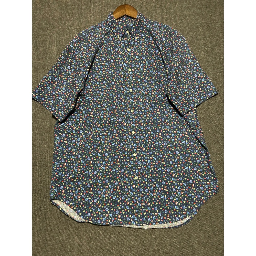 Polo ralph lauren floral button down shirt short sleeve pony Large tall mens - Picture 2 of 7